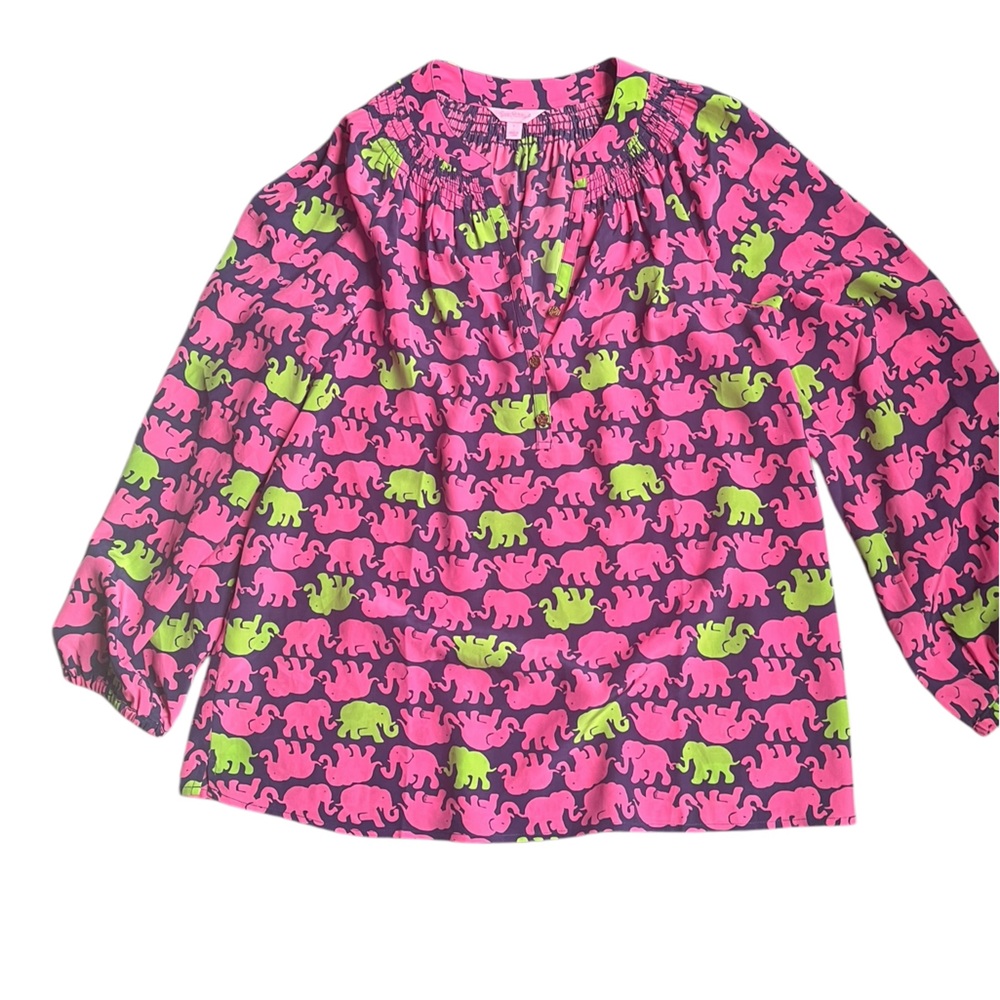 Lilly Pulitzer Silk  Elsa Pink  and Green Blouse